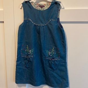Flower embroidered French boutique brand denim dress